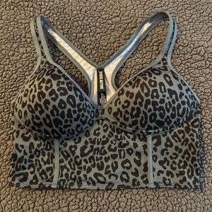 PINK Active Women’s Medium Gray Cheetah Print Ultimate Push Up Bra